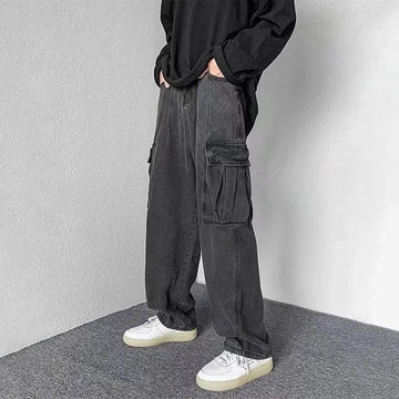 Aidase Baggy Jeans Trousers Male Denim Pants Black Wide Leg Pants Men's Jeans Loose Casual Korean Streetwear Hip Hop Harajuku aidase-shop